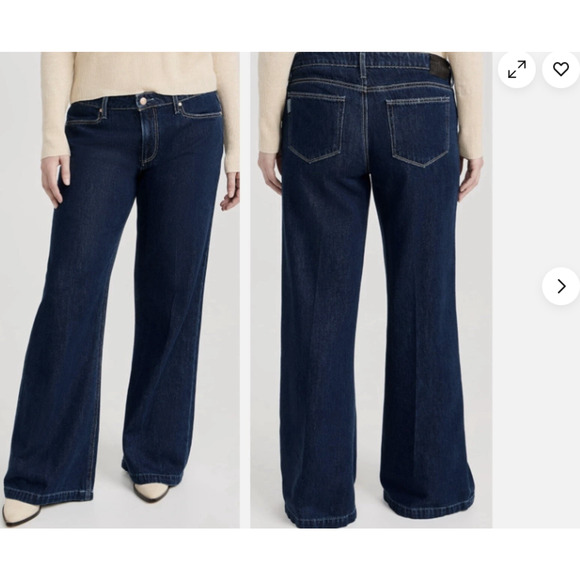 RARE Paige Dark Denim jeans Pockets Wide Leg Denim In Charmaine Size 25 - Picture 1 of 9